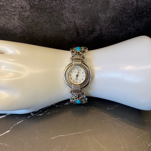 ⌚️DaVanci Southwest Style Silver and Turquoise Watch - Picture 3 of 9